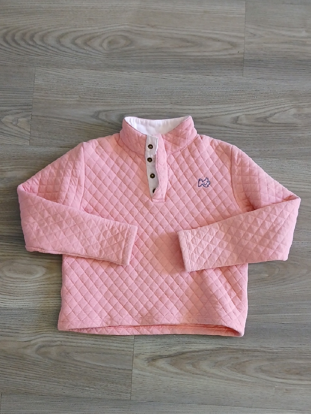 Prodoh Fishing Girls' Quilted Light Pink Mock-Neck Pullover